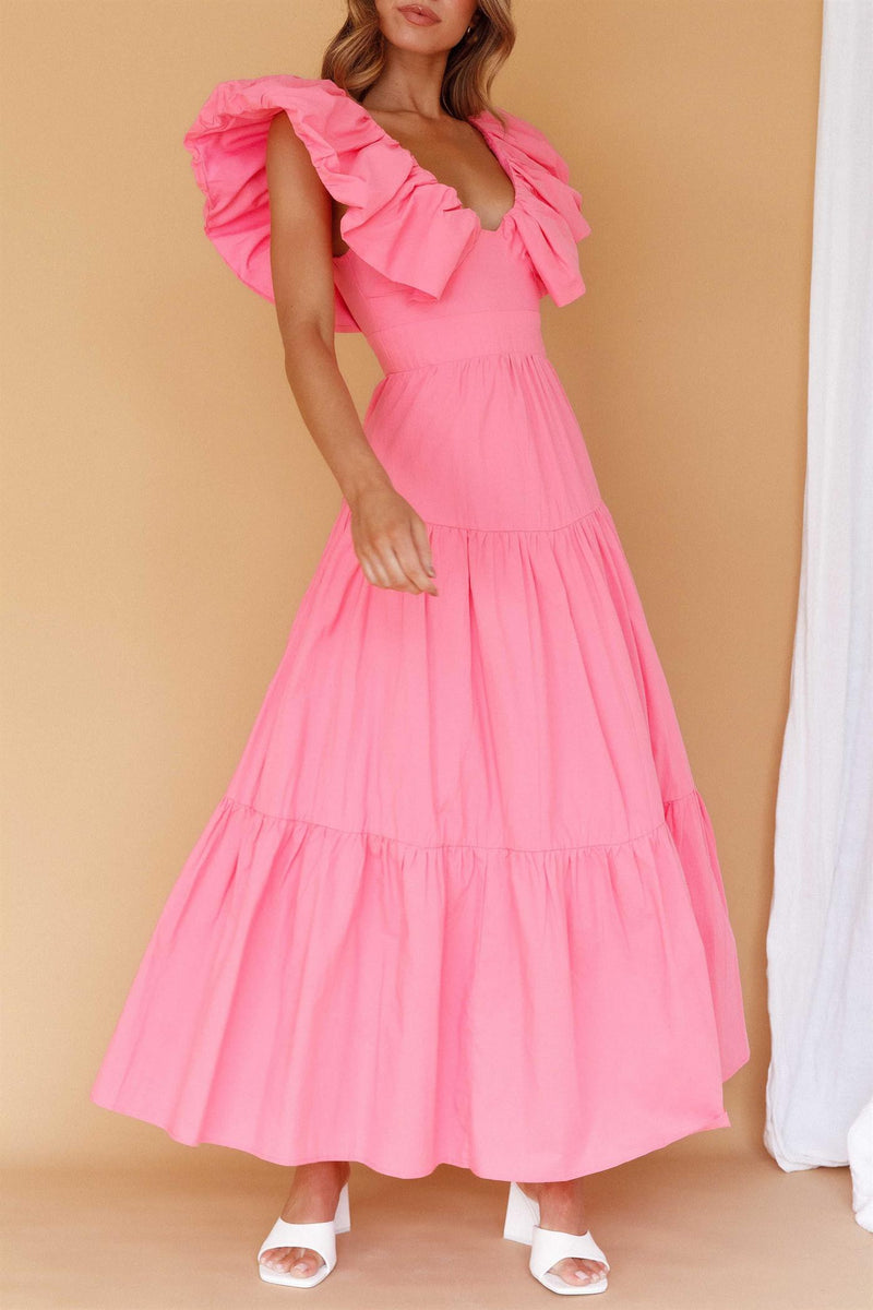 Alaia Lined Puff Sleeve Maxi Dress in Soft Pink Thread + Vine Boutique Alaia Lined Puff Sleeve Maxi Dress in Soft Pink Thread + Vine Boutique