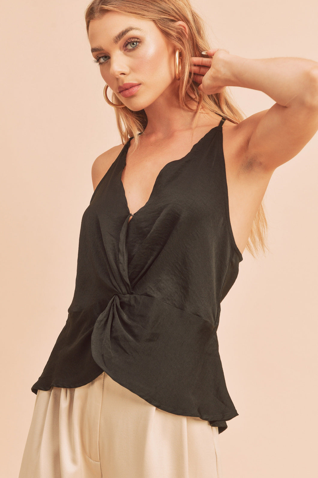 Leah Black Casual Chic Tank Top