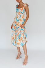 Load image into Gallery viewer, Julianna Foral Print Shoulder Tie Midi Dress