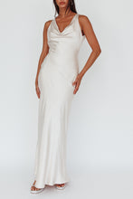 Load image into Gallery viewer, Vera Champagne Cowl Neck Open Back Maxi Dress