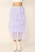 Load image into Gallery viewer, Camila Blue Tiered Tulle Midi Skirt