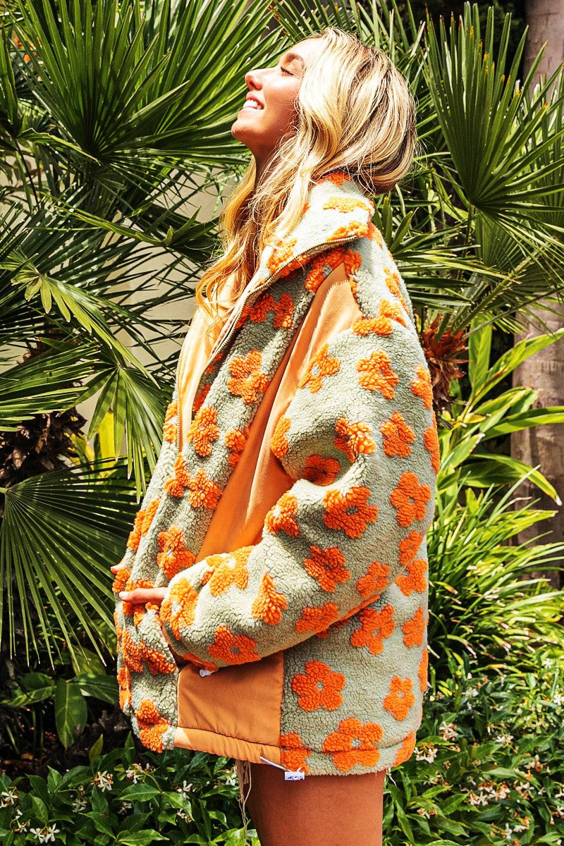 Teagan Floral Sherpa Oversized Jacket