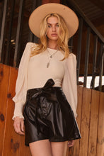 Load image into Gallery viewer, Cream Bodysuit Jacquard Texture Crew Neck Long Sleeve Office Wear Night Outfit