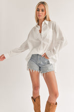 Load image into Gallery viewer, Abigail White Oversized Button-Down Blouse with Front Pocket