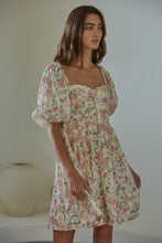 Load image into Gallery viewer, Mckenna Cream Floral Cap Sleeve Mini Dress
