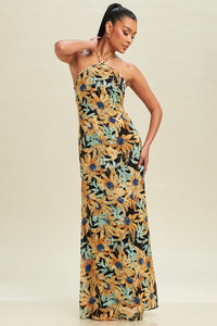 Lilly Halter-Neck Open-Back Maxi Dress - Sunflower