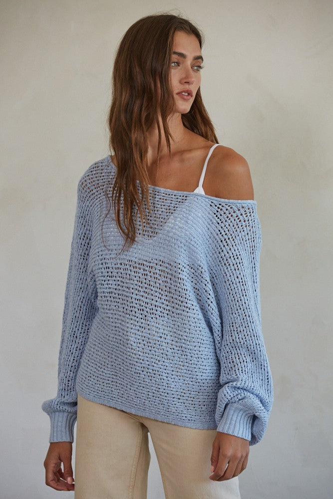 Palmer Open Crocheted Knit Sweater Top