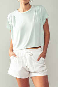 Cleo Short Cap Sleeves Round Neck Line Casual Soft Tee