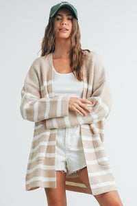 Della Knitted Stripe Maxi Cardigan