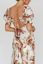 Load image into Gallery viewer, Isabelle Cream Satin Floral Midi Dress