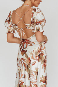 Isabelle Brown Floral Midi Dress