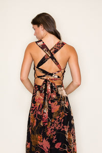 Holland Mature Velvet Maxi Dress With Dramatic Lace-Up Back