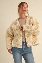 Load image into Gallery viewer, Selah Mustard Quilted Floral Sherpa Jacket