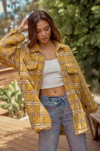 Load image into Gallery viewer, Jasmine Plaid Fuzzy Button-Up Shacket