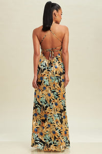 Lilly Halter-Neck Open-Back Maxi Dress - Sunflower