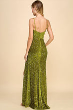 Load image into Gallery viewer, Amaya Velvet Sequin Slit Maxi Dress