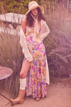 Load image into Gallery viewer, Paula Pink Floral Chiffon Strapless Asymmetrical Maxi Dress