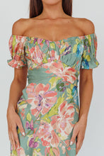 Load image into Gallery viewer, Annabelle Off The Shoulder Sage Floral Maxi Dress