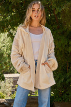 Load image into Gallery viewer, Cream Terry Knit Hooded Cardigan with Pocket