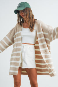 Della Knitted Stripe Maxi Cardigan