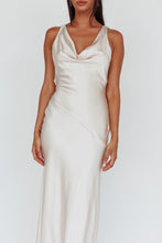 Load image into Gallery viewer, Vera Champagne Cowl Neck Open Back Maxi Dress