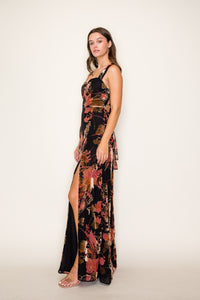 Holland Mature Velvet Maxi Dress With Dramatic Lace-Up Back