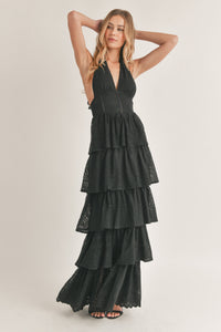 black boho prom dress