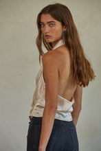 Load image into Gallery viewer, Melanie Chic Satin Halter Neck Top in White