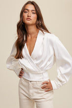 Load image into Gallery viewer, Kehlani Wrap Style Satin Blouse Top
