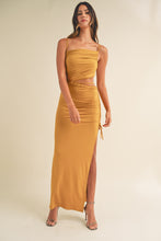 Load image into Gallery viewer, Allison Edgy Mustard Cutout Maxi Dress