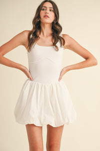 Aliza Bubble Hem Mixed Media Mini Dress