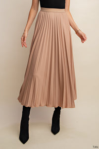 Willow Classic Pleated Tan Long Skirt