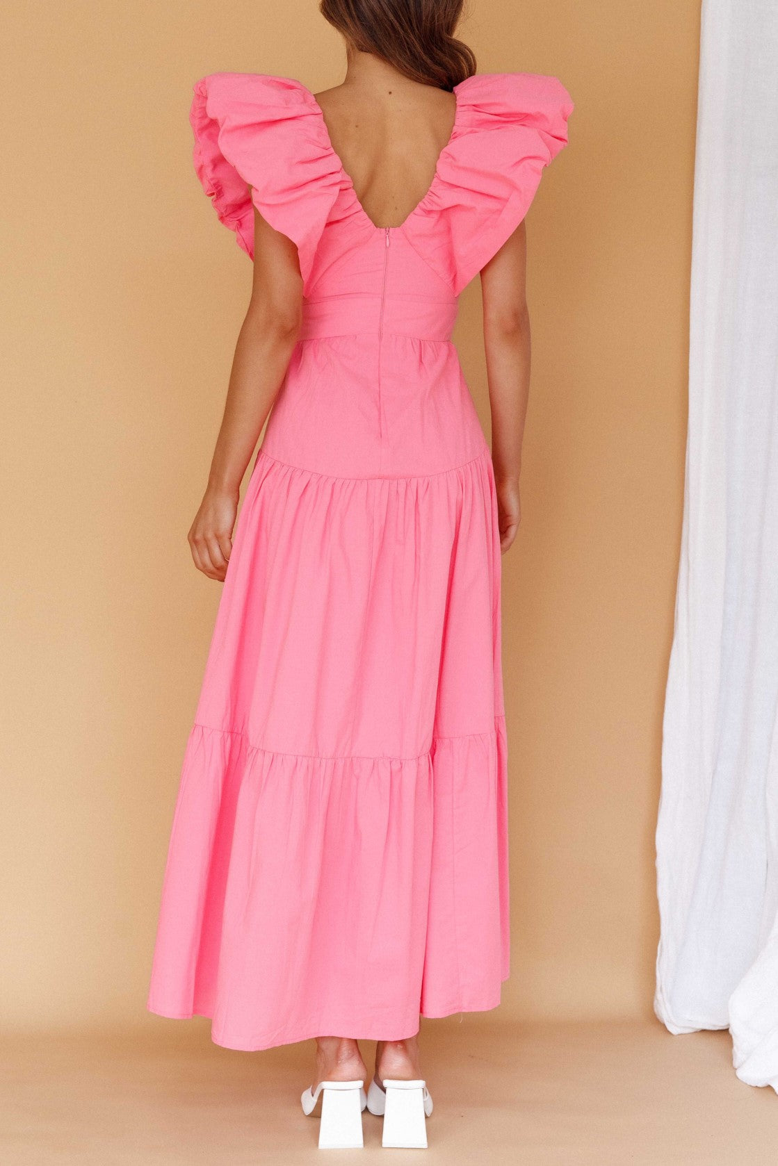 alaia pink dress Alaia Lined Puff Sleeve Maxi Dress in Soft Pink L