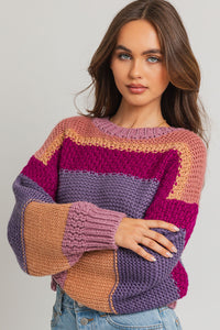 Kaylee Colorful Stripe Crop Sweater