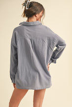 Load image into Gallery viewer, Jaylani Button Down Basic Cotton Shirt in Blue