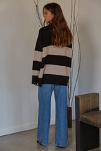 Load image into Gallery viewer, Eloise Black Crew Neck Striped Sweater