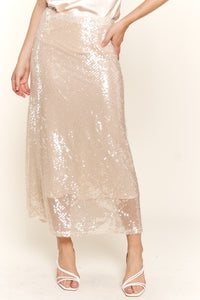 Annie Clear Sequin Midi Skirt