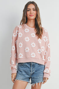 Elodie Mauve Daisy Round Neck Sweatshirt