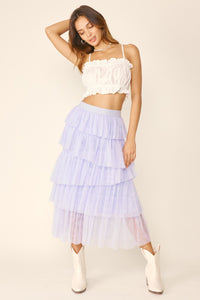 Camila Blue Tiered Tulle Midi Skirt