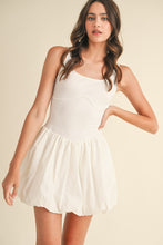 Load image into Gallery viewer, Aliza Bubble Hem Mixed Media Mini Dress