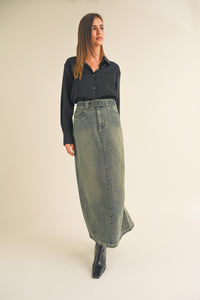 Layla Timeless Vintage Wash Maxi Denim Long Skirt