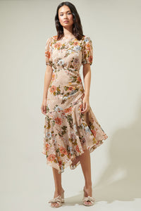 Adaline Floral Asymmetrical Midi Dress