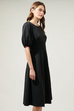 Load image into Gallery viewer, Madelyn Puff Sleeve Black Midi Dress