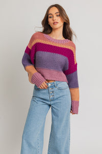 Kaylee Colorful Stripe Crop Sweater