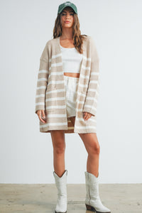 Della Knitted Stripe Maxi Cardigan