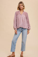 Load image into Gallery viewer, Isabella Mulberry Lace Inset Button-Down Blouse