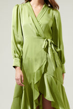 Load image into Gallery viewer, Payton Ophelia Satin Wrap Midi Dress