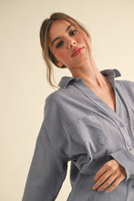 Load image into Gallery viewer, Jaylani Button Down Basic Cotton Shirt in Blue