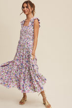Load image into Gallery viewer, Lia Flower Print Ruffle Tiered Maxi Dress