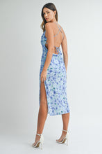 Load image into Gallery viewer, Adriana Satin Cowl Neck Drape Midi Dress - Cornflower